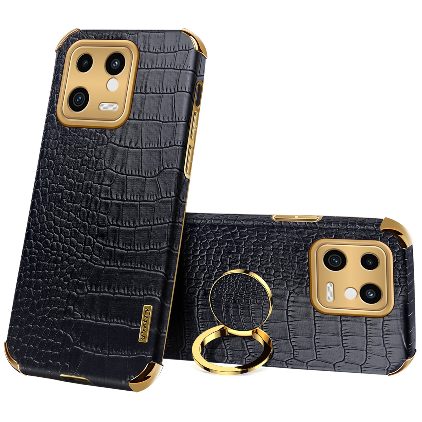 For Xiaomi 13 5G Ring Kickstand Electroplating Phone Case Bump Proof Crocodile Texture PU Leather Coated TPU Cover For Xiaomi 13 5G Ring Kickstand Electroplating Phone Case Bump Proof Crocodile Texture PU Leather Coated TPU Cover